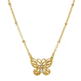 1928 Jewelry&reg; Gold Tone Crystal Accent Petite Filigree Butterfly Pendant Necklace 16In Adj.