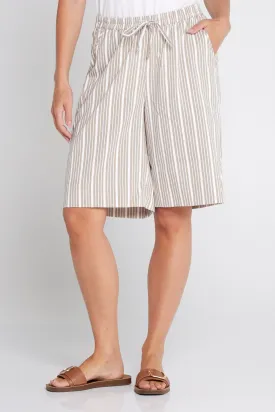 Alex Stripe Summer Shorts - Beige Stripe