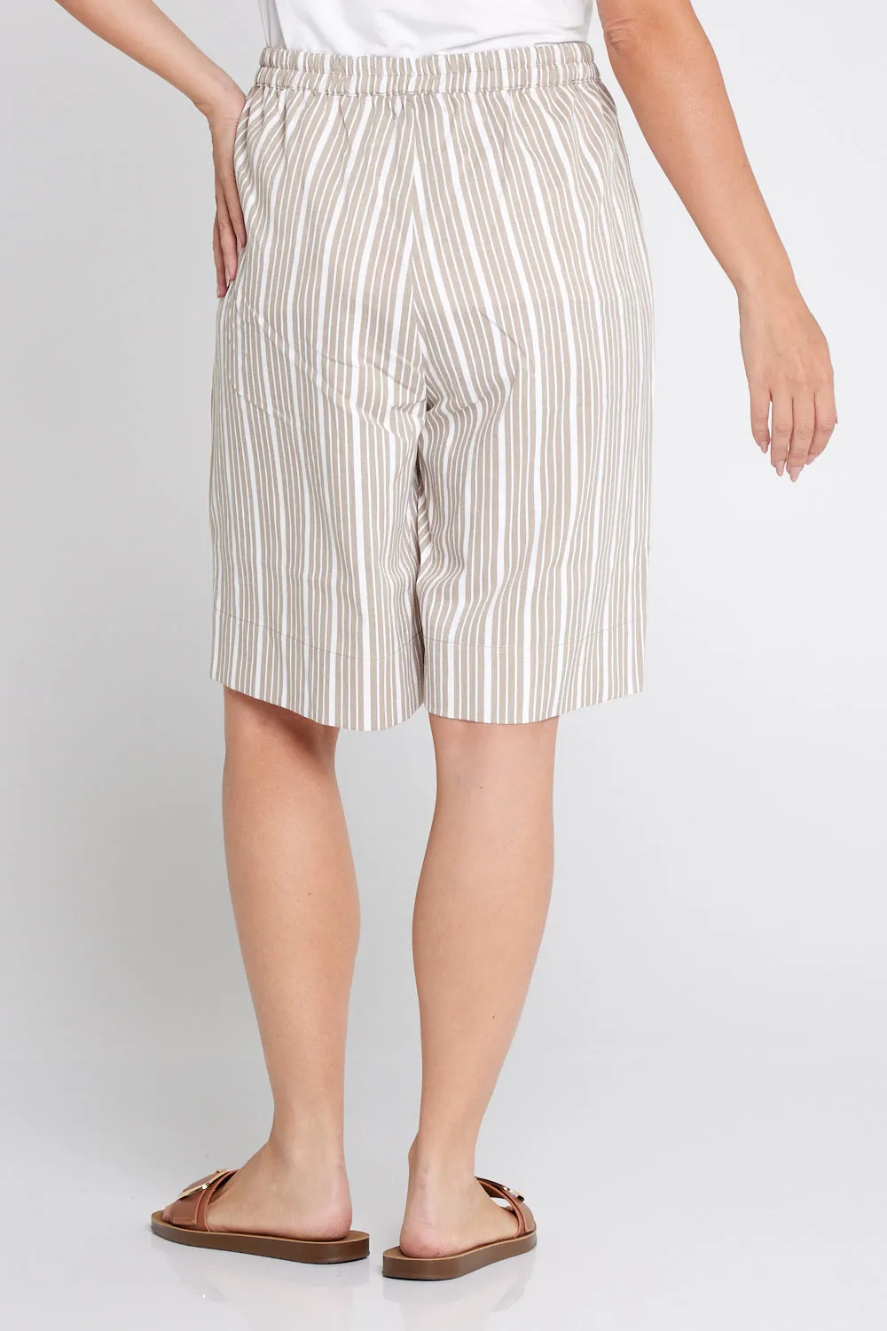 Alex Stripe Summer Shorts - Beige Stripe