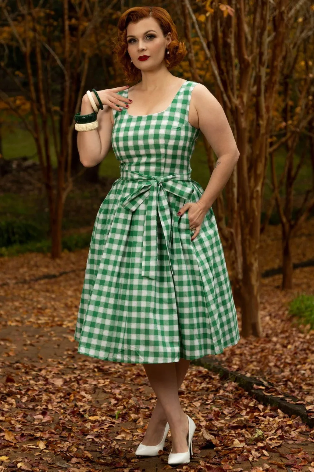 Amanda Green Gingham 1950's Fit and Flared Dress