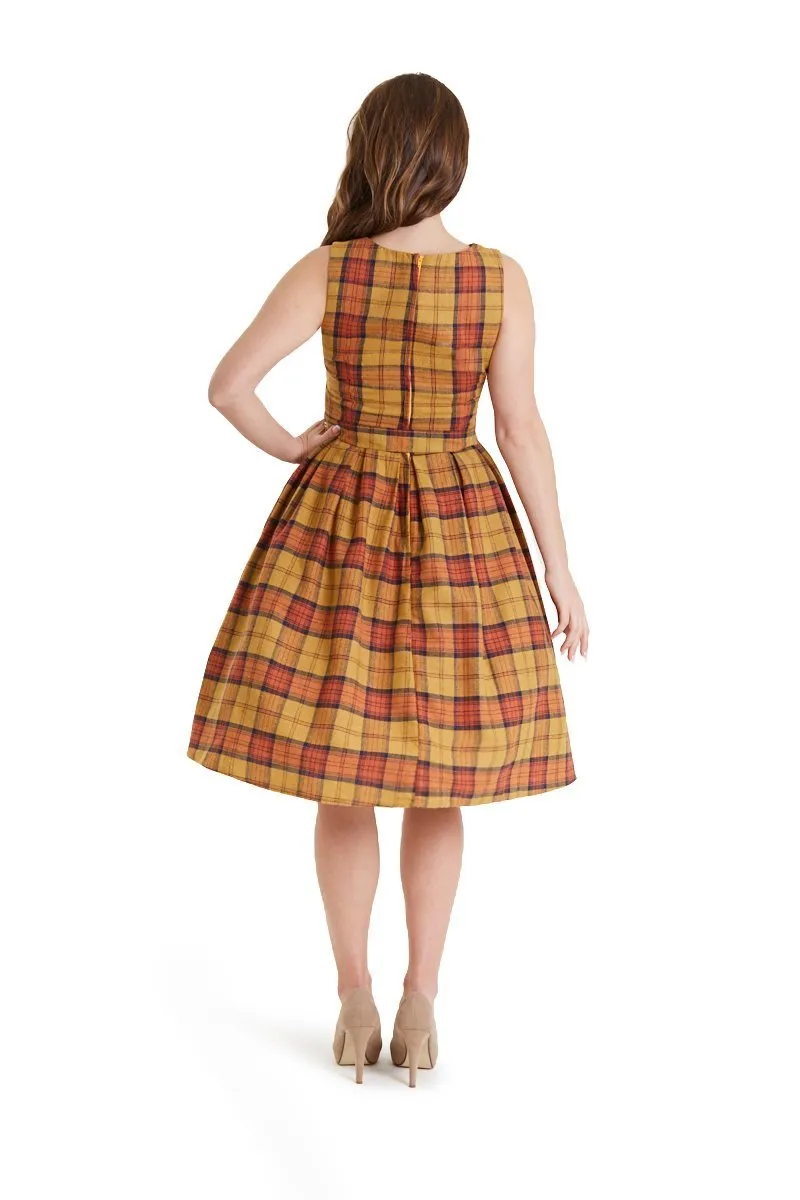 Annie 50s Yellow Plaid Swing Dress