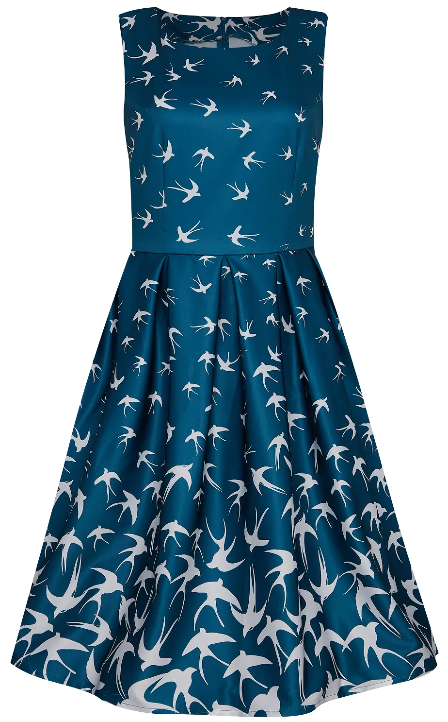 Annie Blue Swing Dress with Raising Swallow Birds