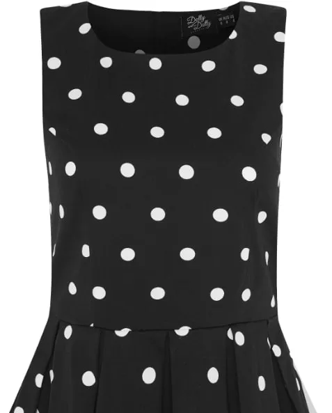 Annie Retro Polka Dot Dress In Black-White