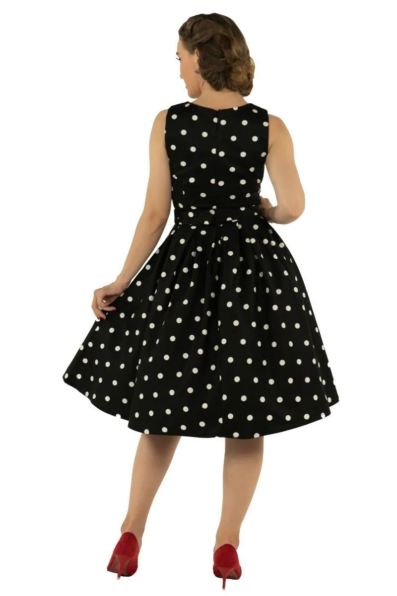 Annie Retro Polka Dot Dress In Black-White