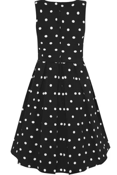 Annie Retro Polka Dot Dress In Black-White