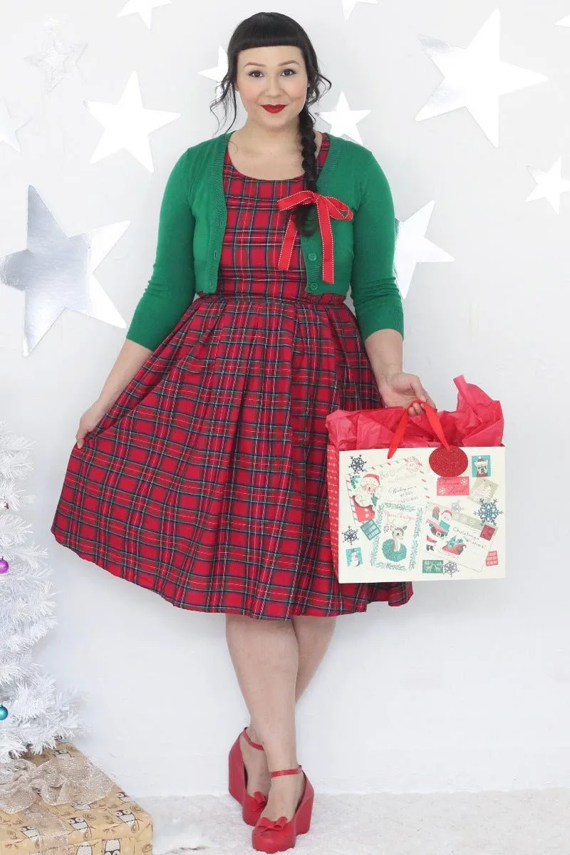 Annie Retro Tartan Swing Dress in Red