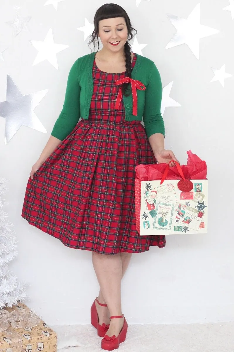 Annie Retro Tartan Swing Dress in Red