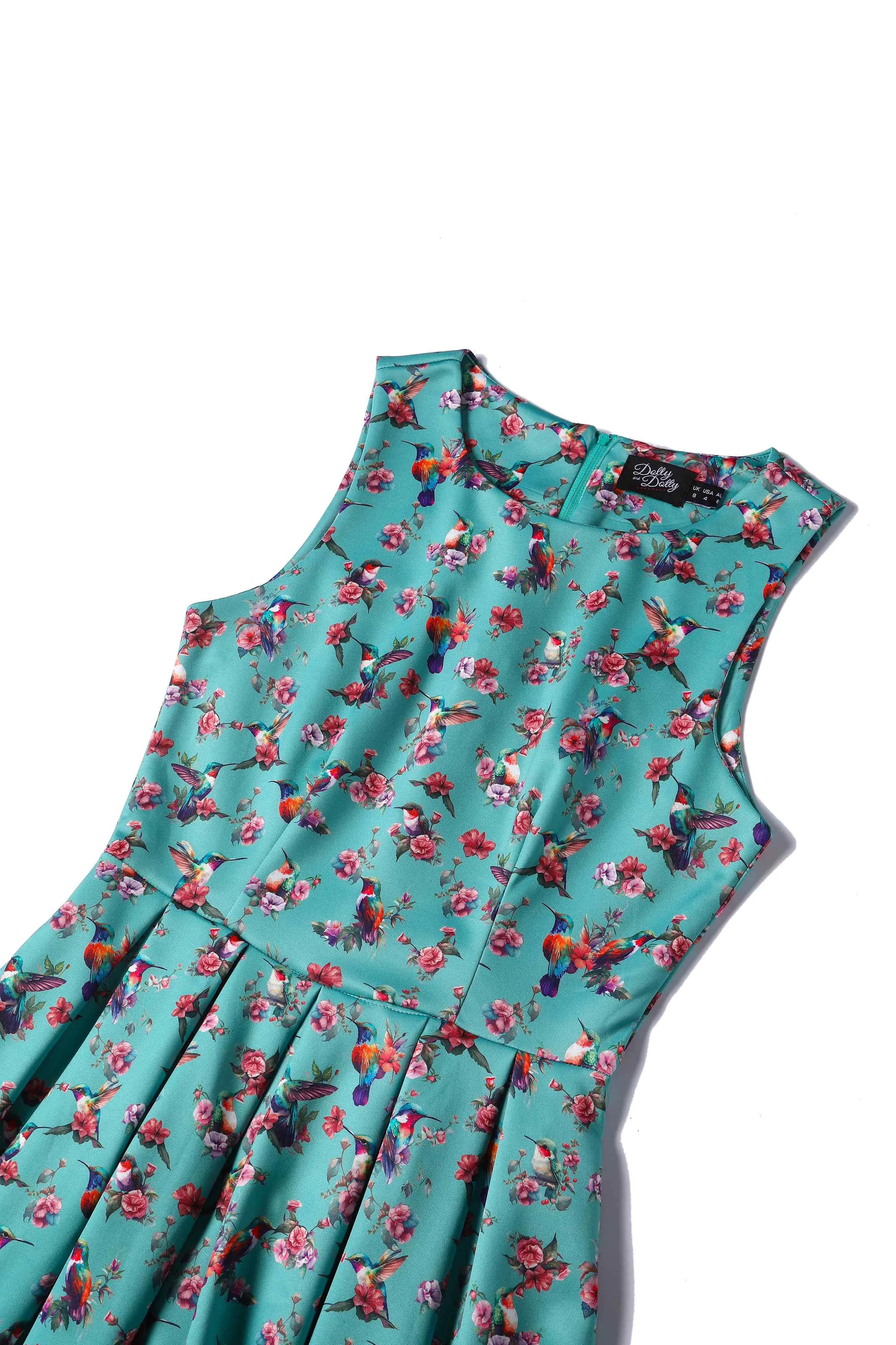 Annie Turquoise Hummingbird Swing Dress