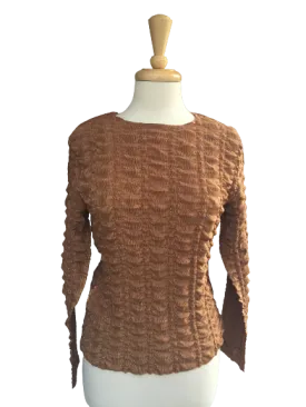 B8807 - Long-sleeve crinkle top "Bouillonne" .  Made in France