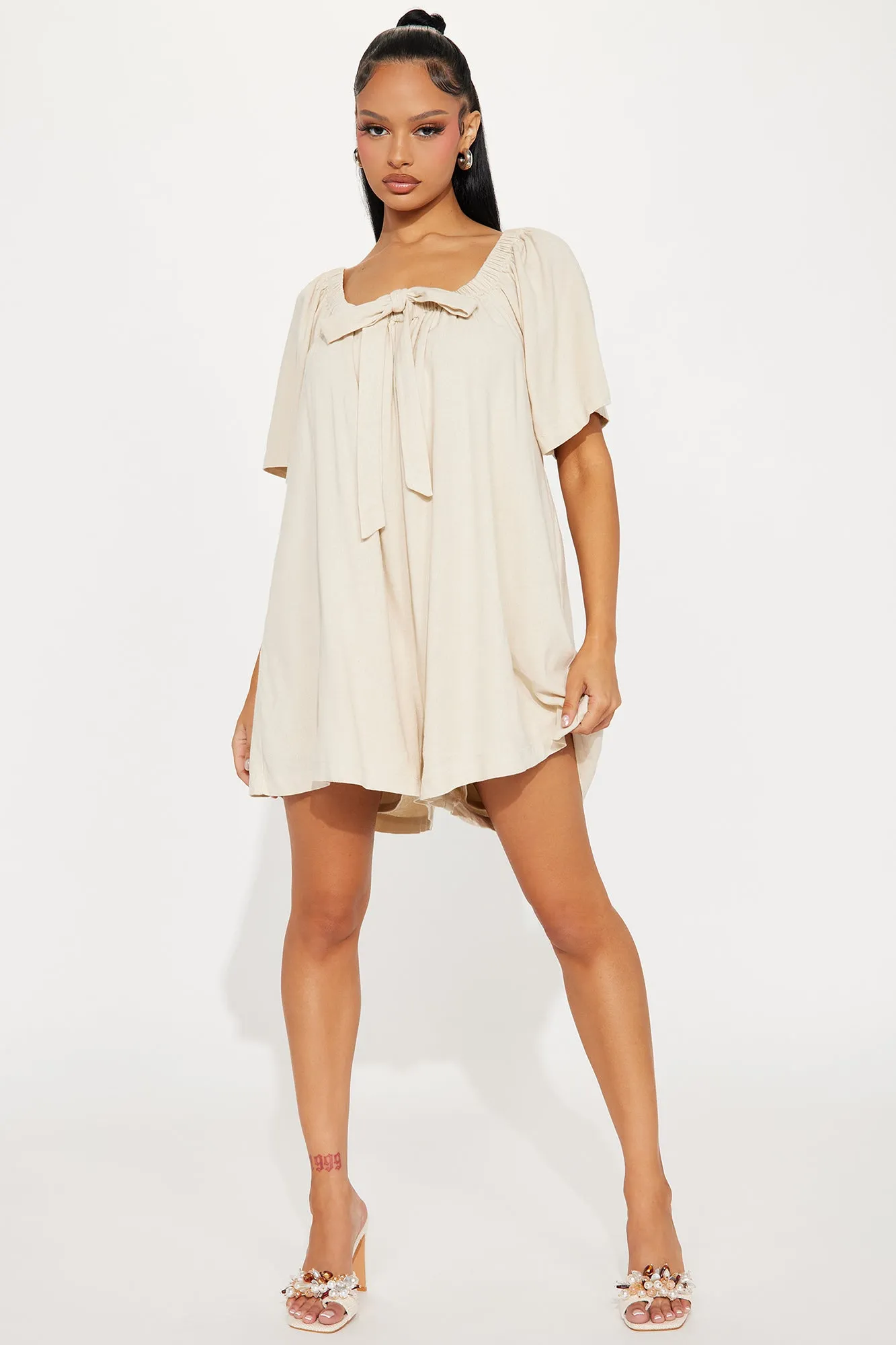 Bailey Linen Romper - Oatmeal