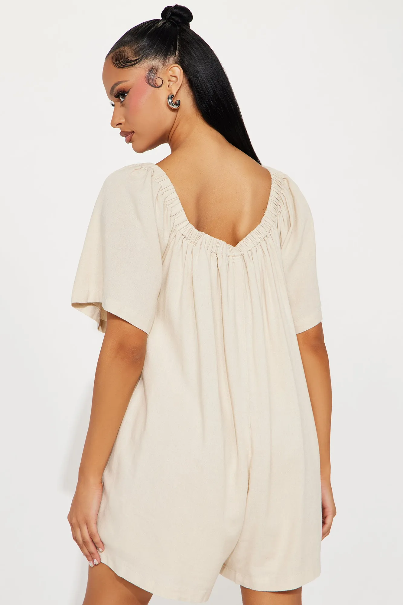 Bailey Linen Romper - Oatmeal