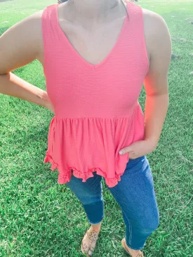 Bette Baby Doll Top - Coral