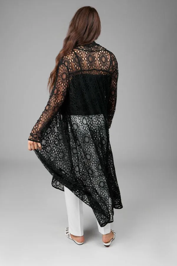 Black Long Lace Kimono