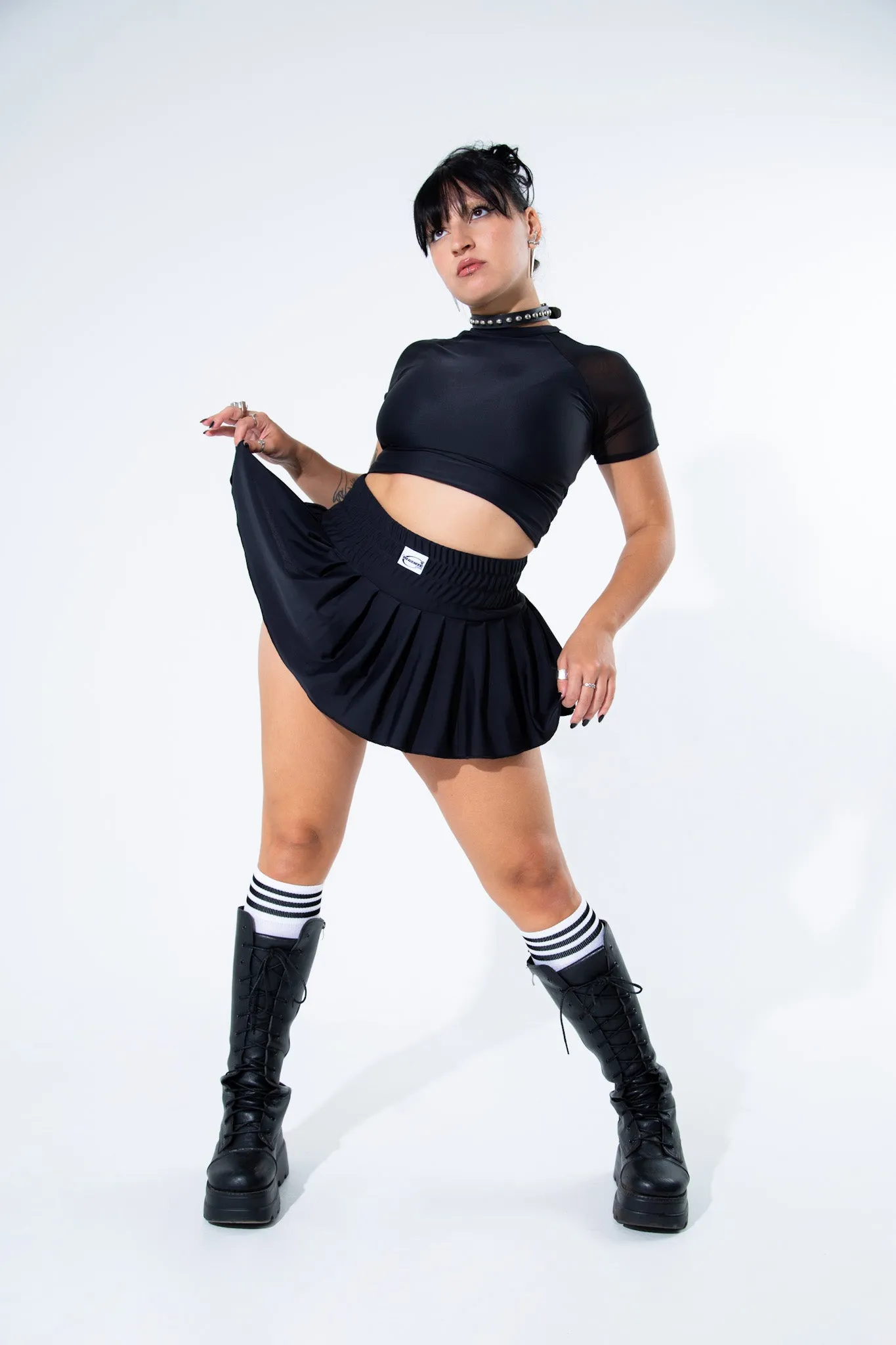 Black Pleated Soccer Logo Skort