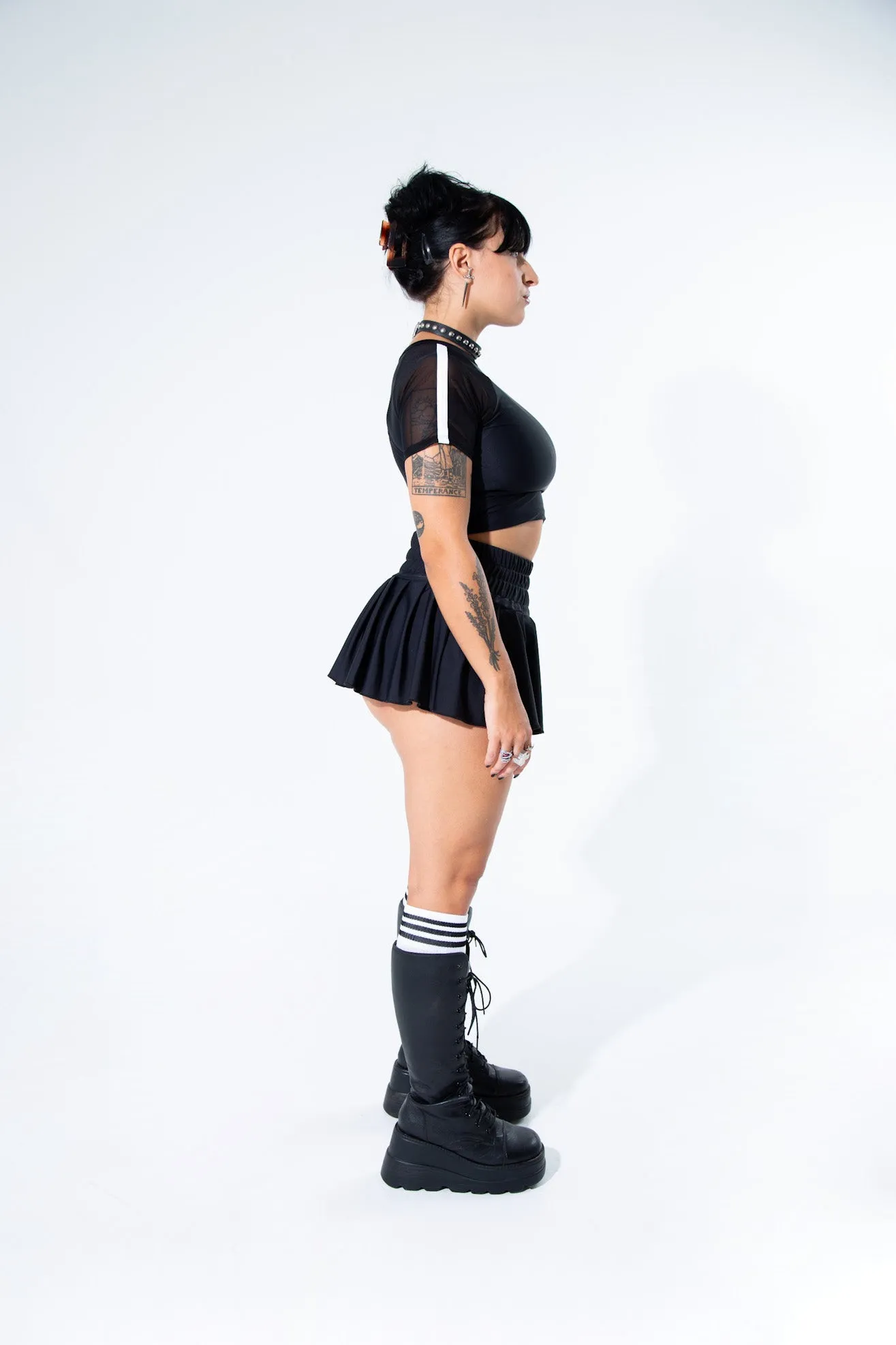 Black Pleated Soccer Logo Skort