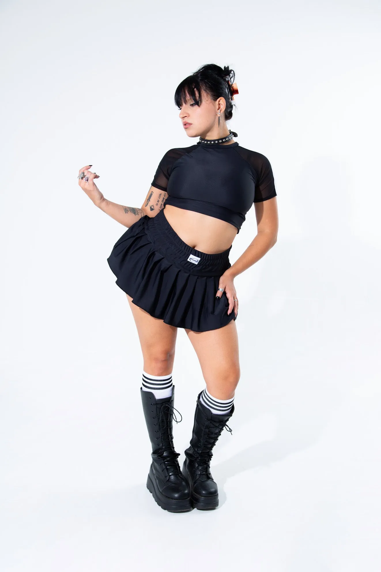 Black Pleated Soccer Logo Skort