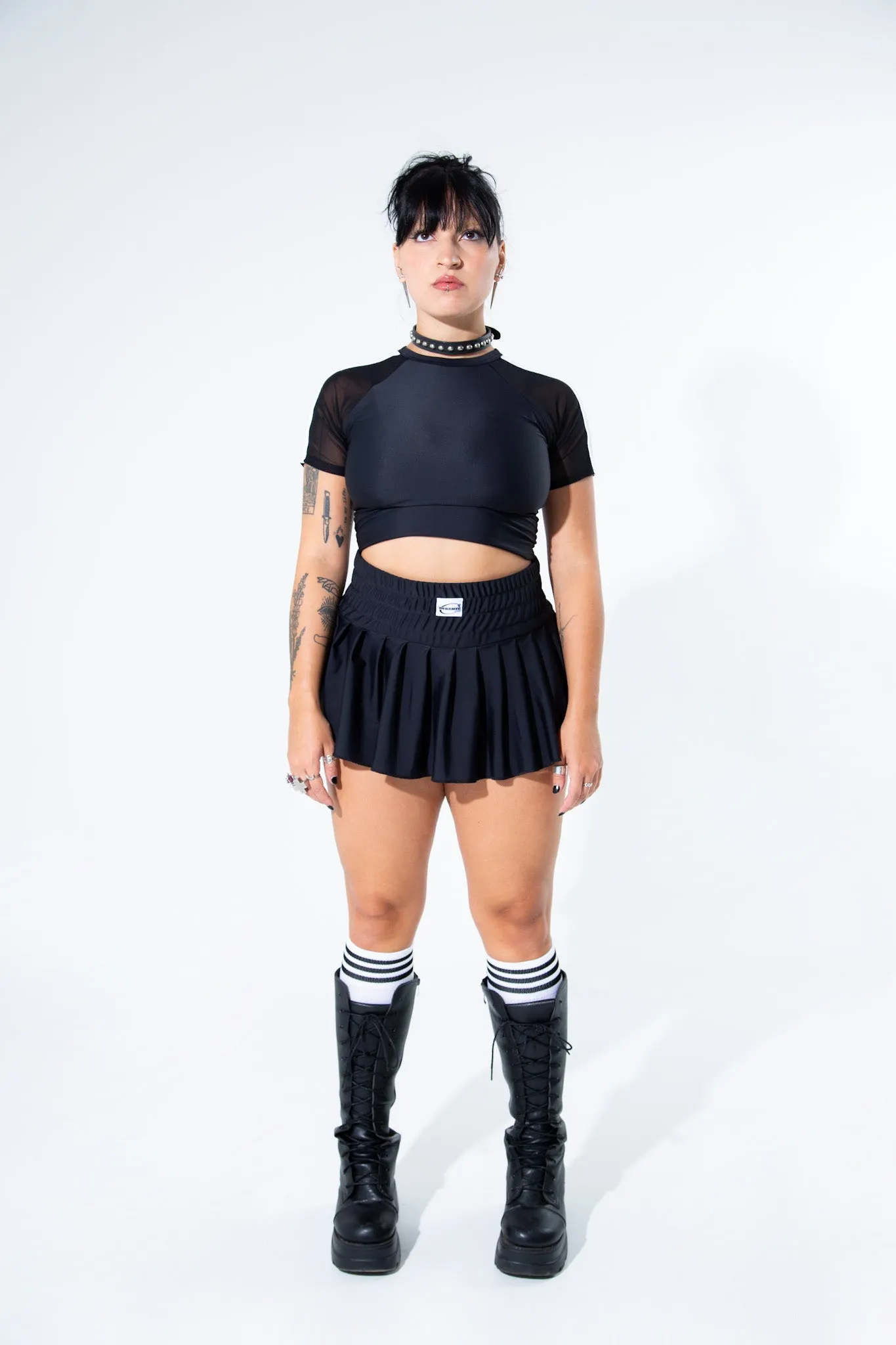 Black Pleated Soccer Logo Skort