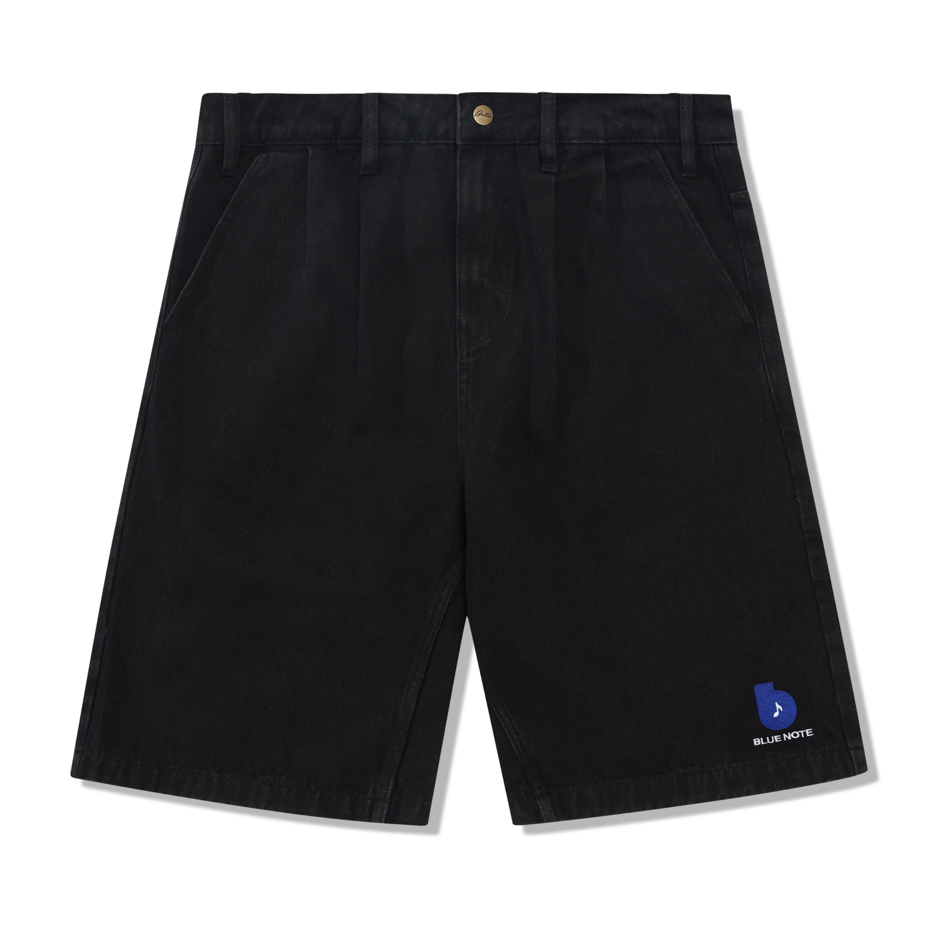 Blue Note Pleated Denim Shorts, Washed Black