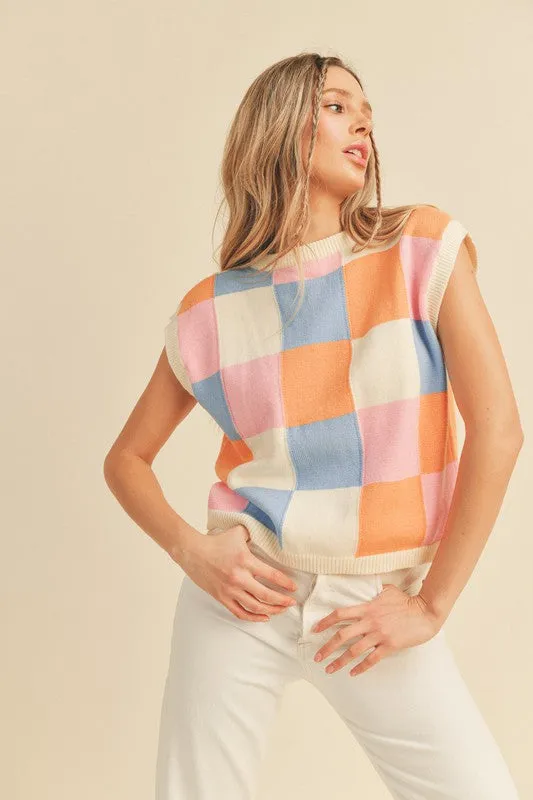 Brinley Colorful Checkered Top