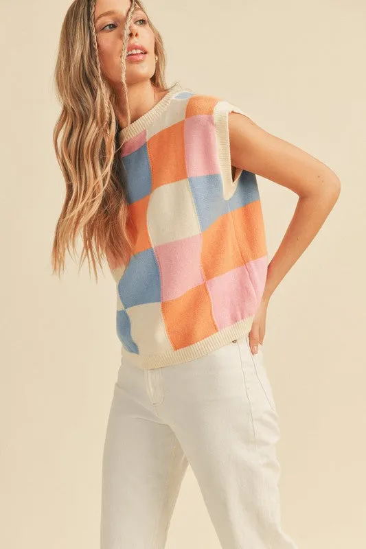 Brinley Colorful Checkered Top