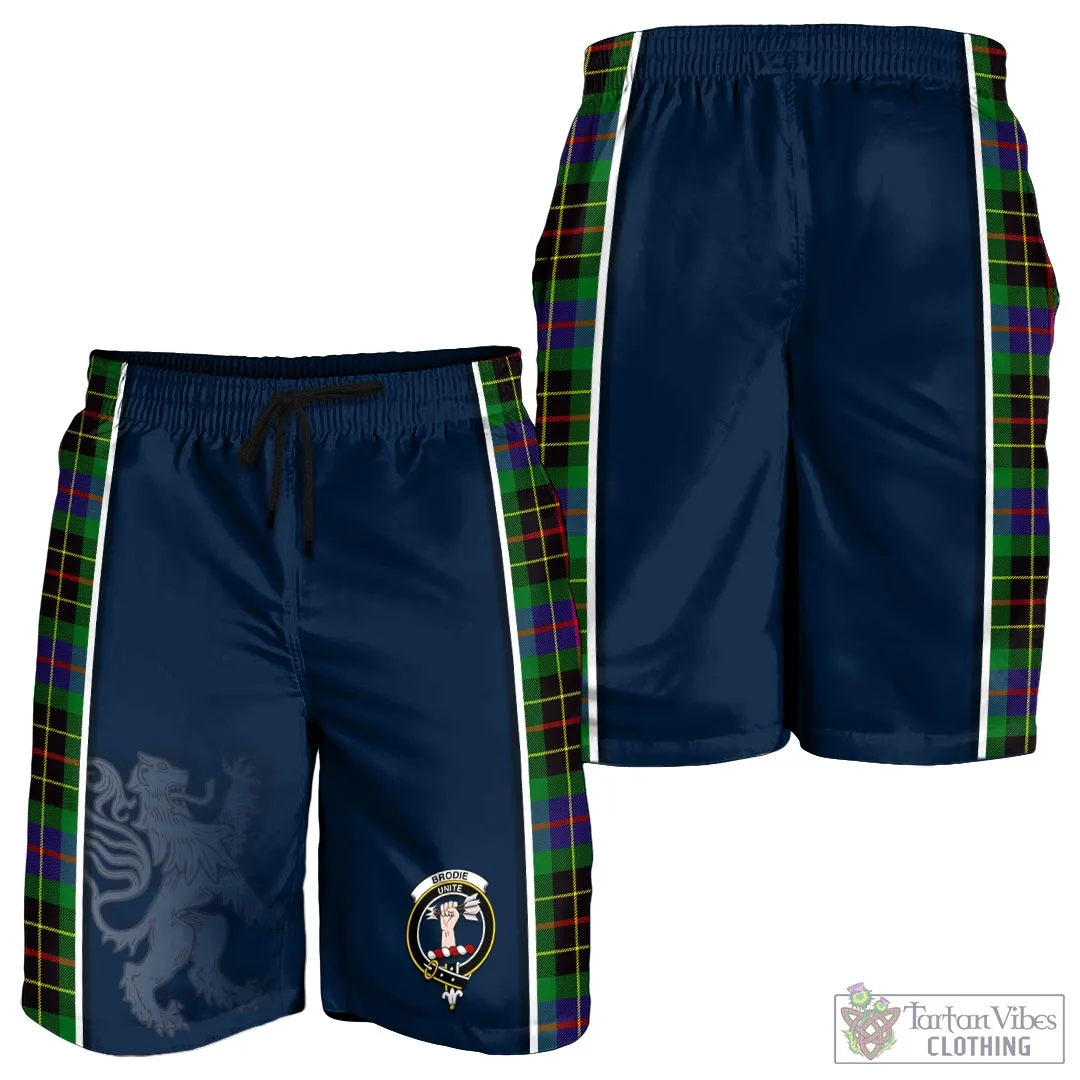 Brodie Hunting Modern Tartan Men's Shorts with Family Crest and Lion Rampant Vibes Sport Style