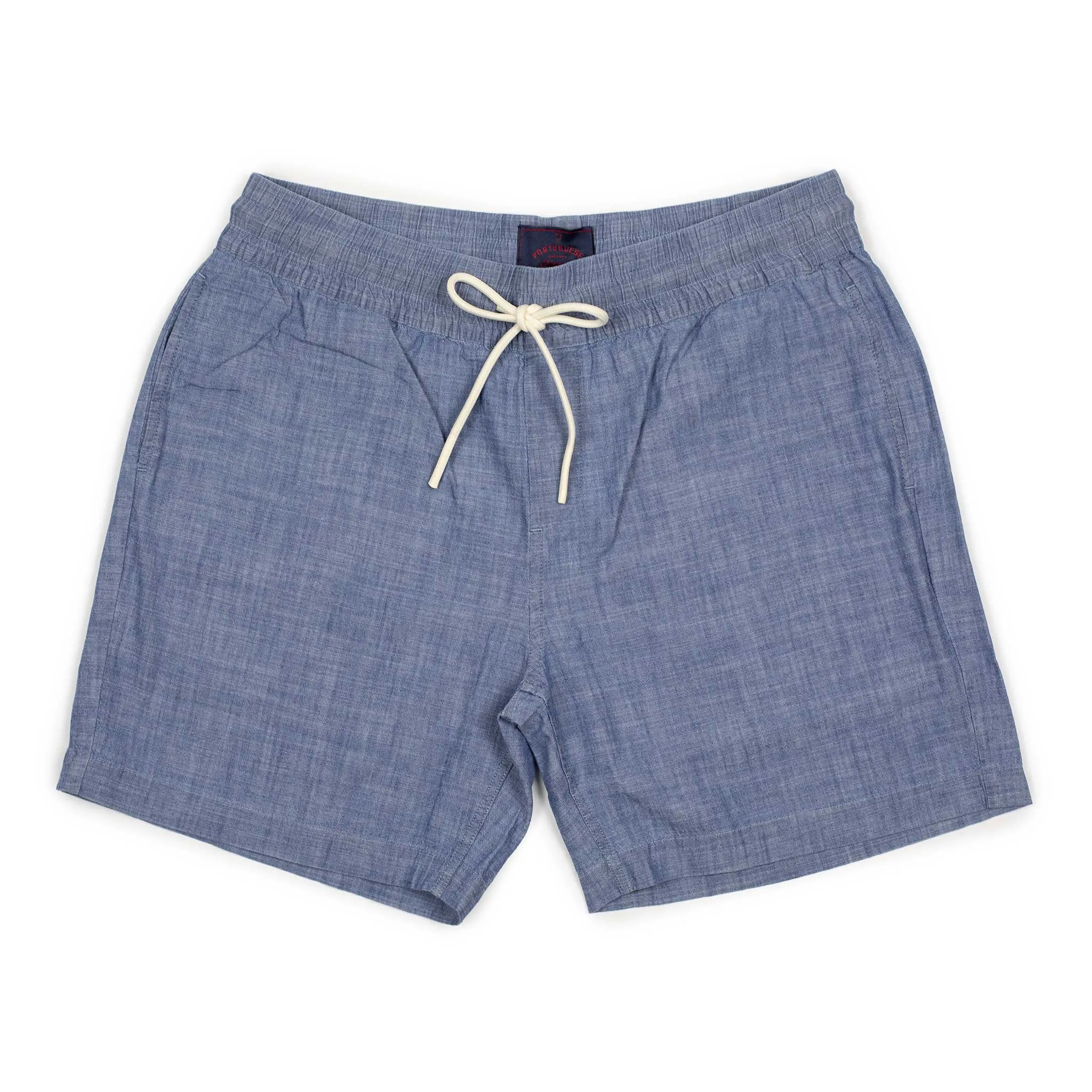 Chambray easy shorts in washed blue cotton chambray (restock)