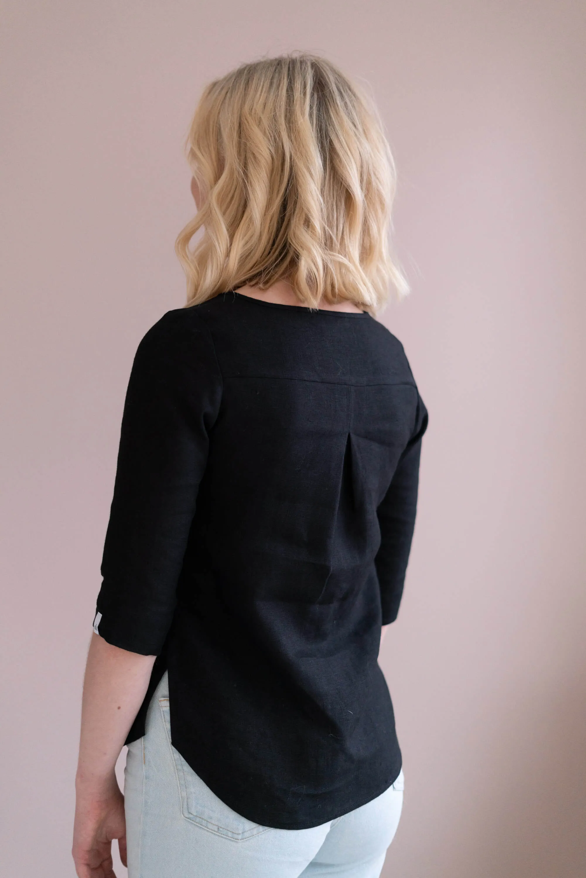 Classic Linen Blouse Black