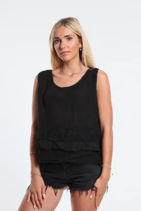 Claudine Crop Linen Top (BT122)