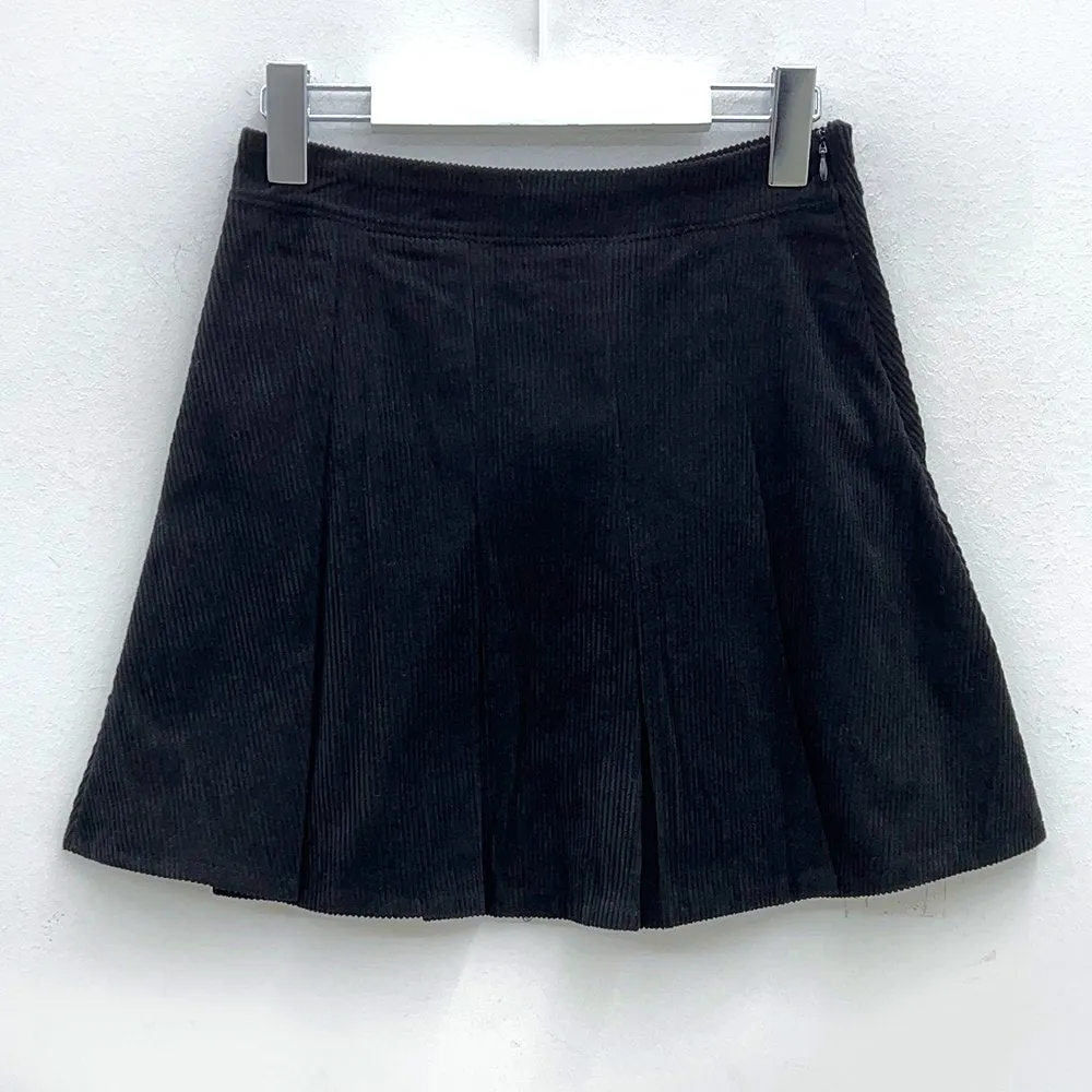 Corduroy Pleated Mini Skirt J31