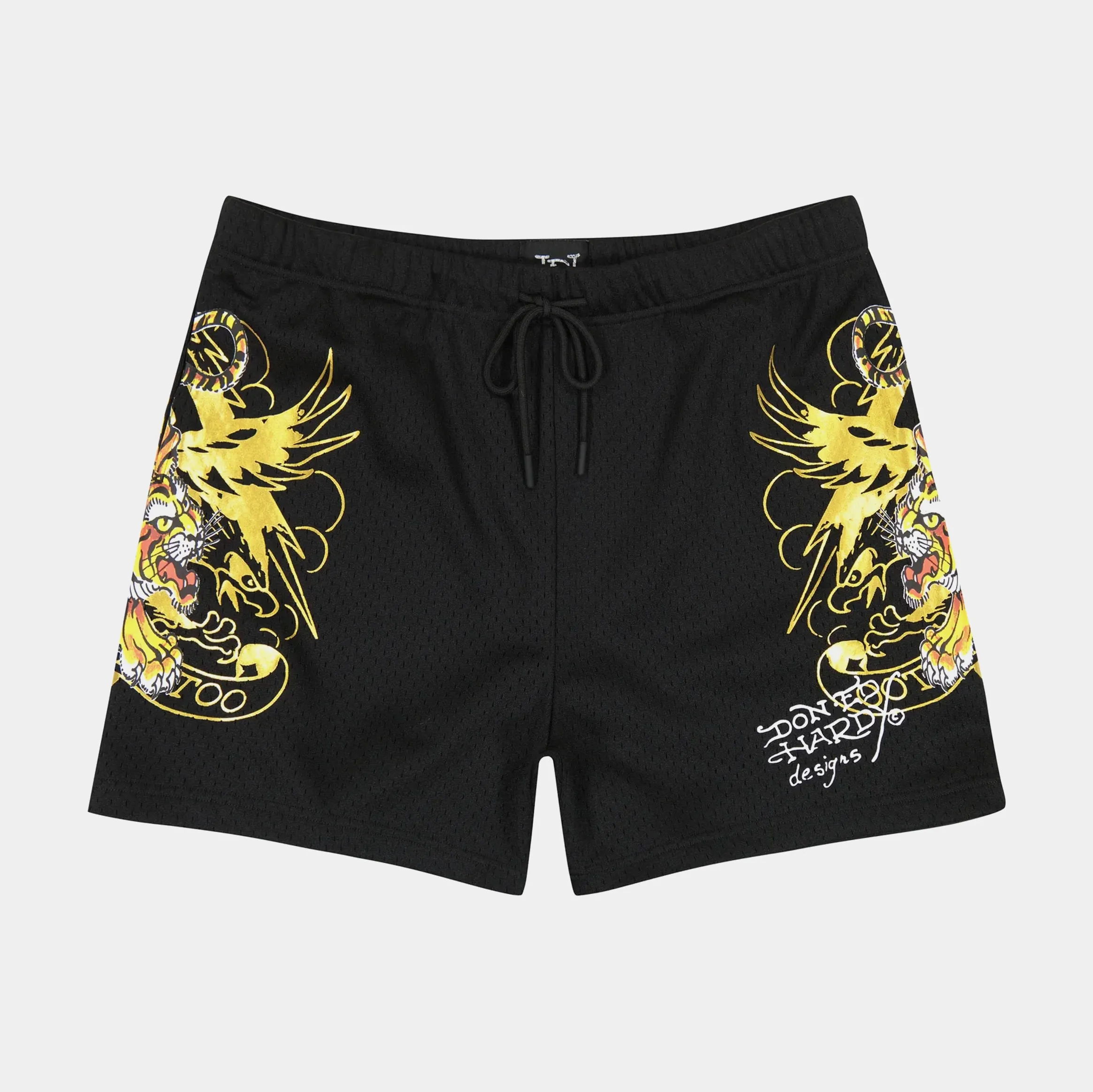 Crawling Tigers Mesh Mens Shorts (Black/Yellow)