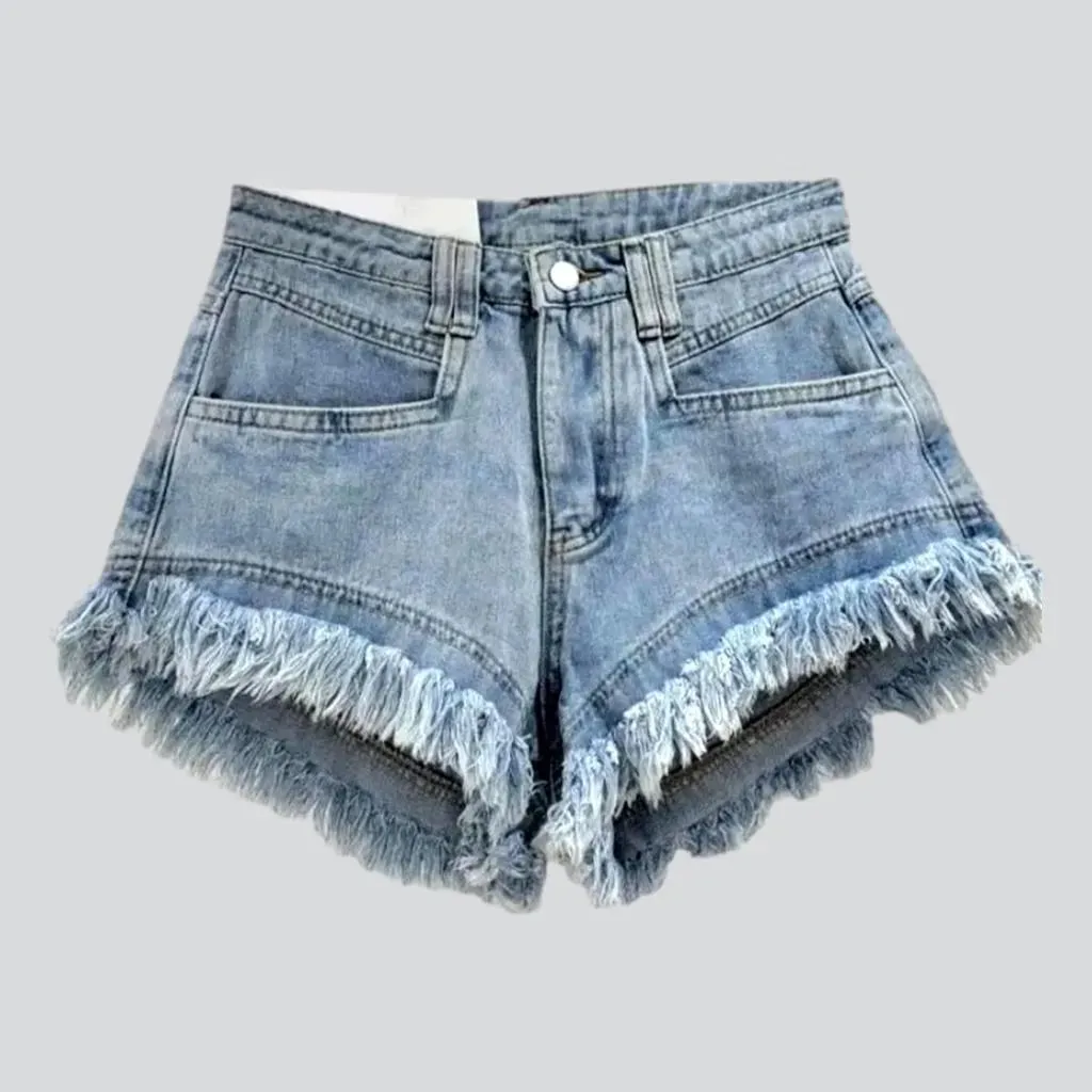 Distressed-hem jeans shorts for women