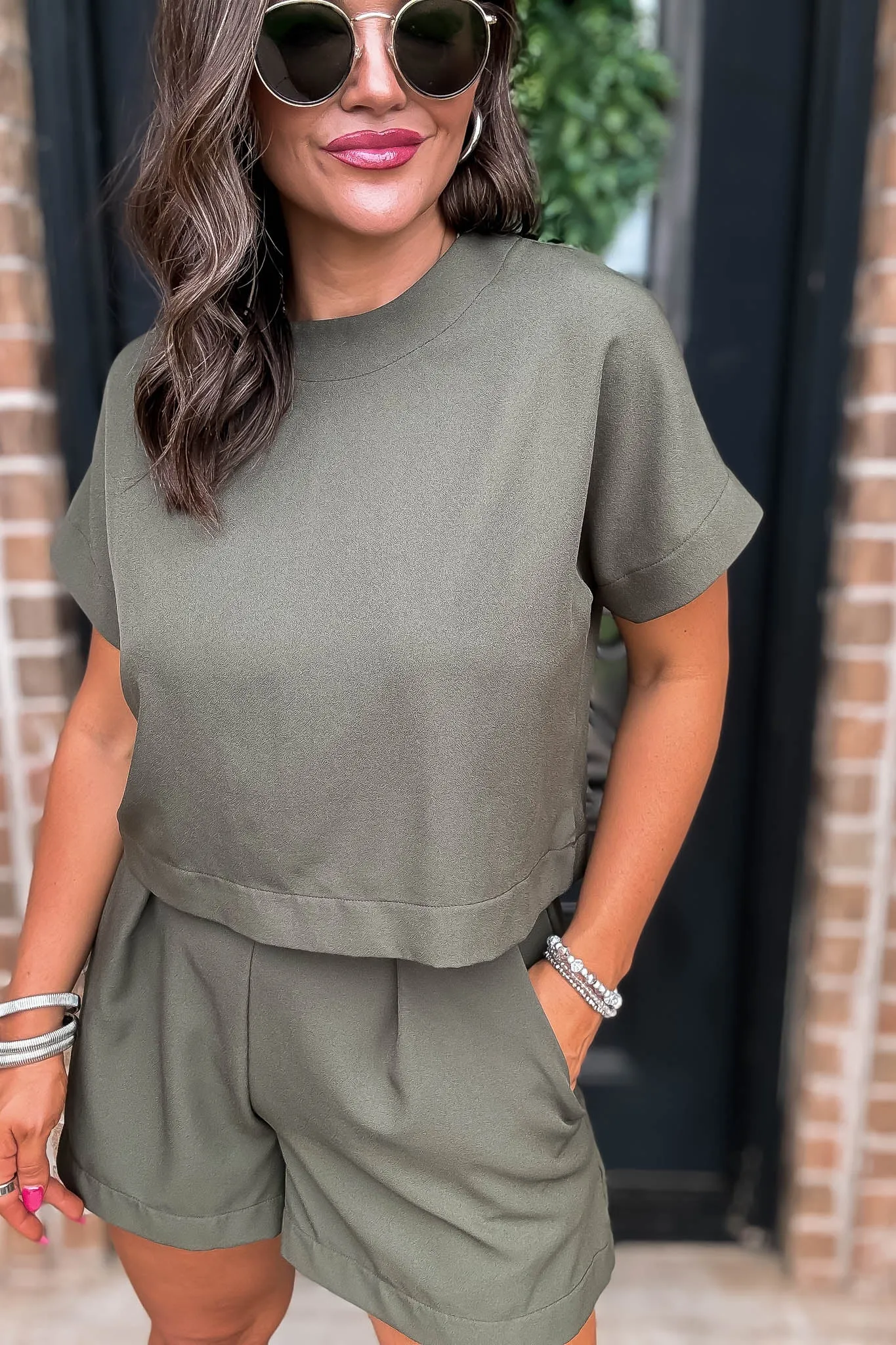 Everyday Radiance Solid Olive Shorts