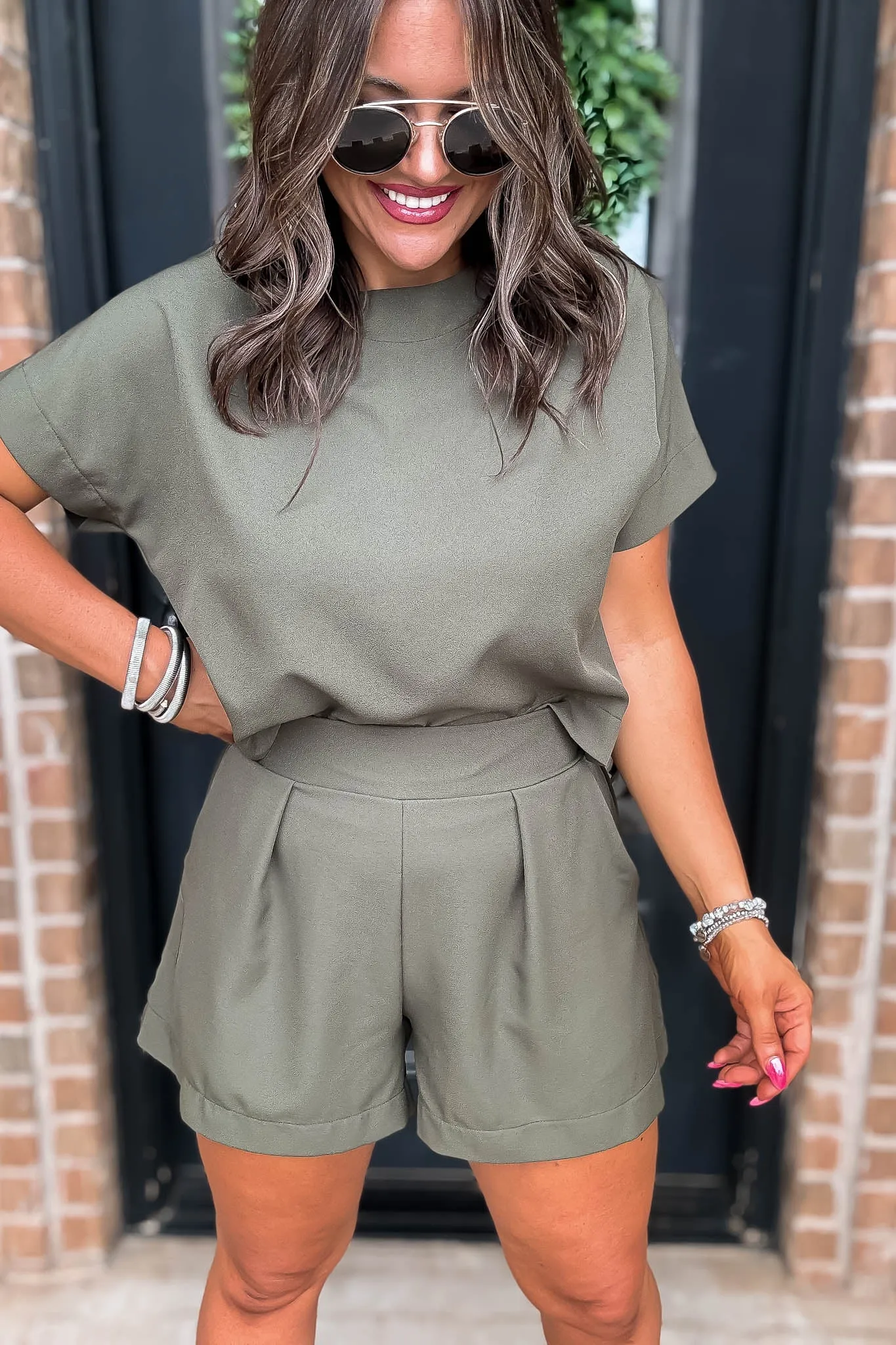 Everyday Radiance Solid Olive Shorts