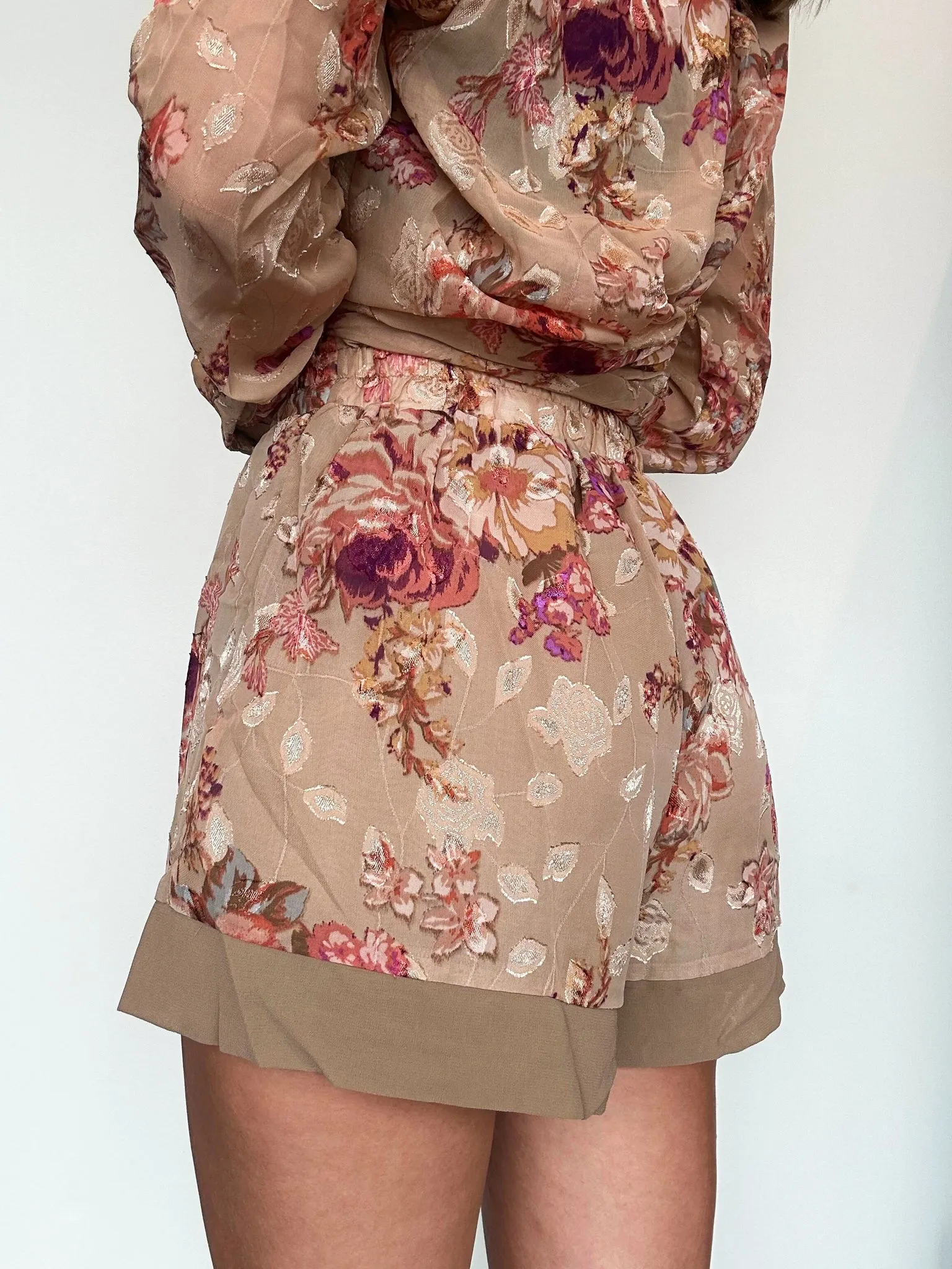 Floral Chiffon Shirt & Shorts Set