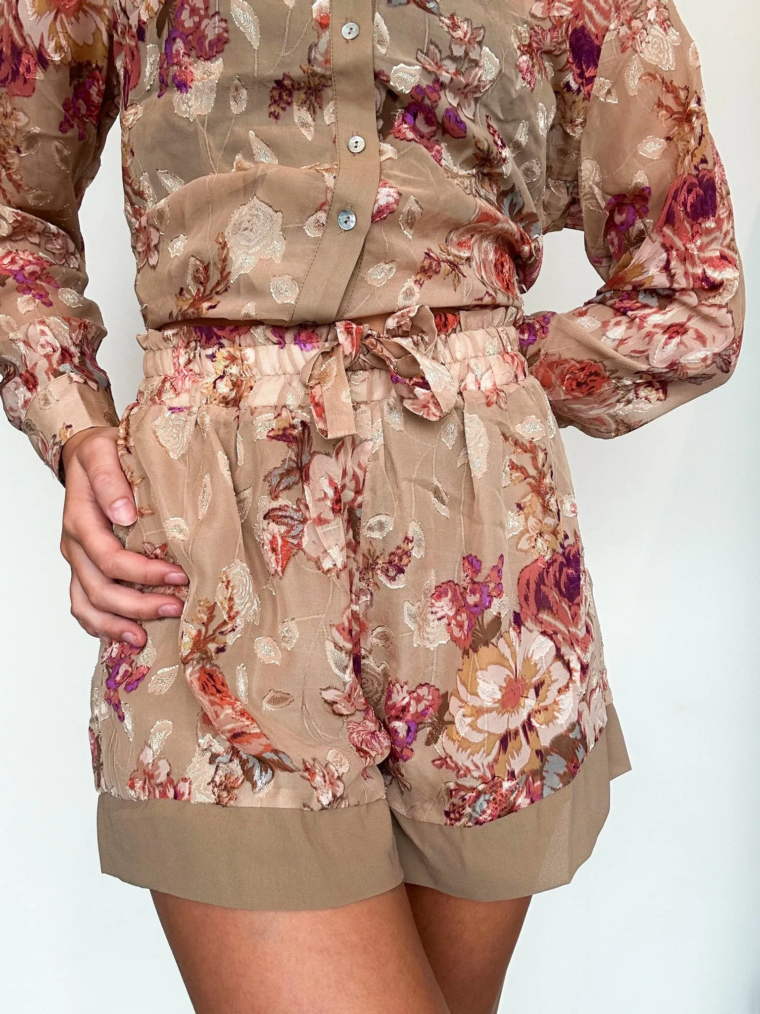 Floral Chiffon Shirt & Shorts Set