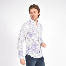 Floral Print Linen Shirt - Lilac Tie Dye