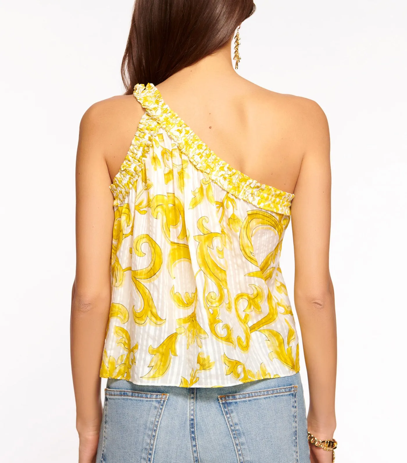 Florence One Shoulder Tank Top Bright Lemon Positano