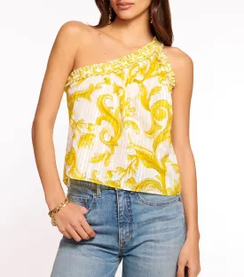 Florence One Shoulder Tank Top Bright Lemon Positano