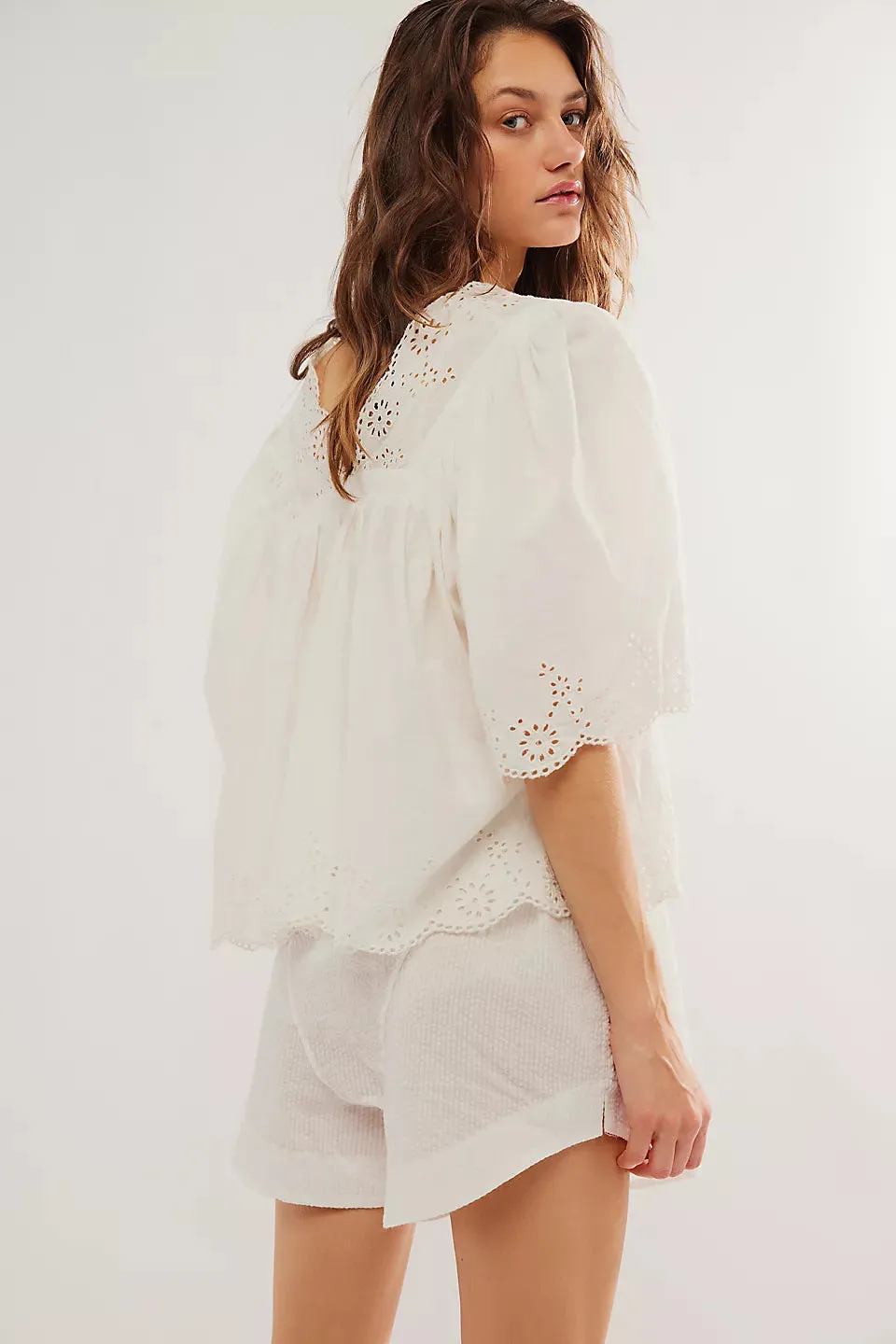 Free People Costa Eyelet Top