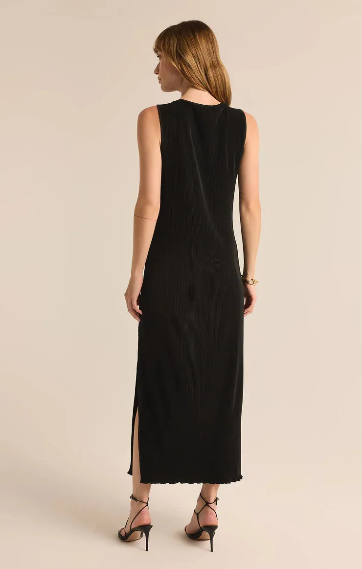 Gatsby Plisse Midi Dress - Black