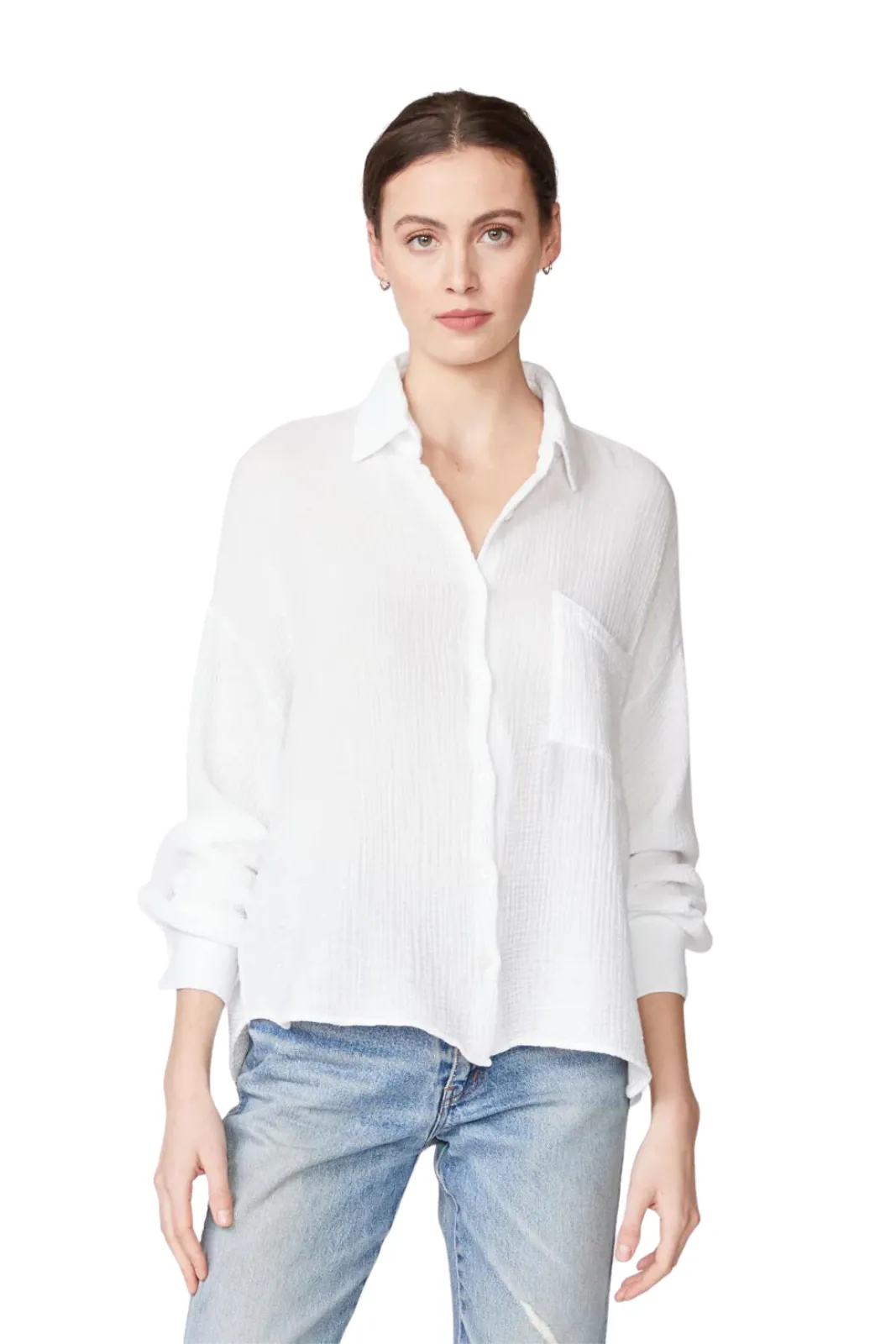 Gauze Long Sleeve Oversized Shirting Top