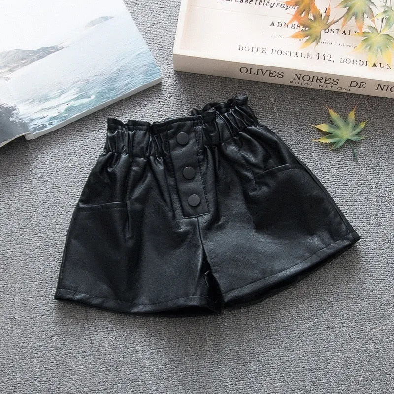 Girl Fashion Pu Leather Shorts Baby Kids Children Clothes