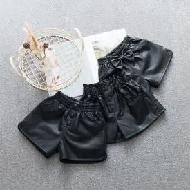 Girl Fashion Pu Leather Shorts Baby Kids Children Clothes