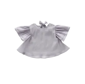 Girls Organza Layered Flared Top  | Grey