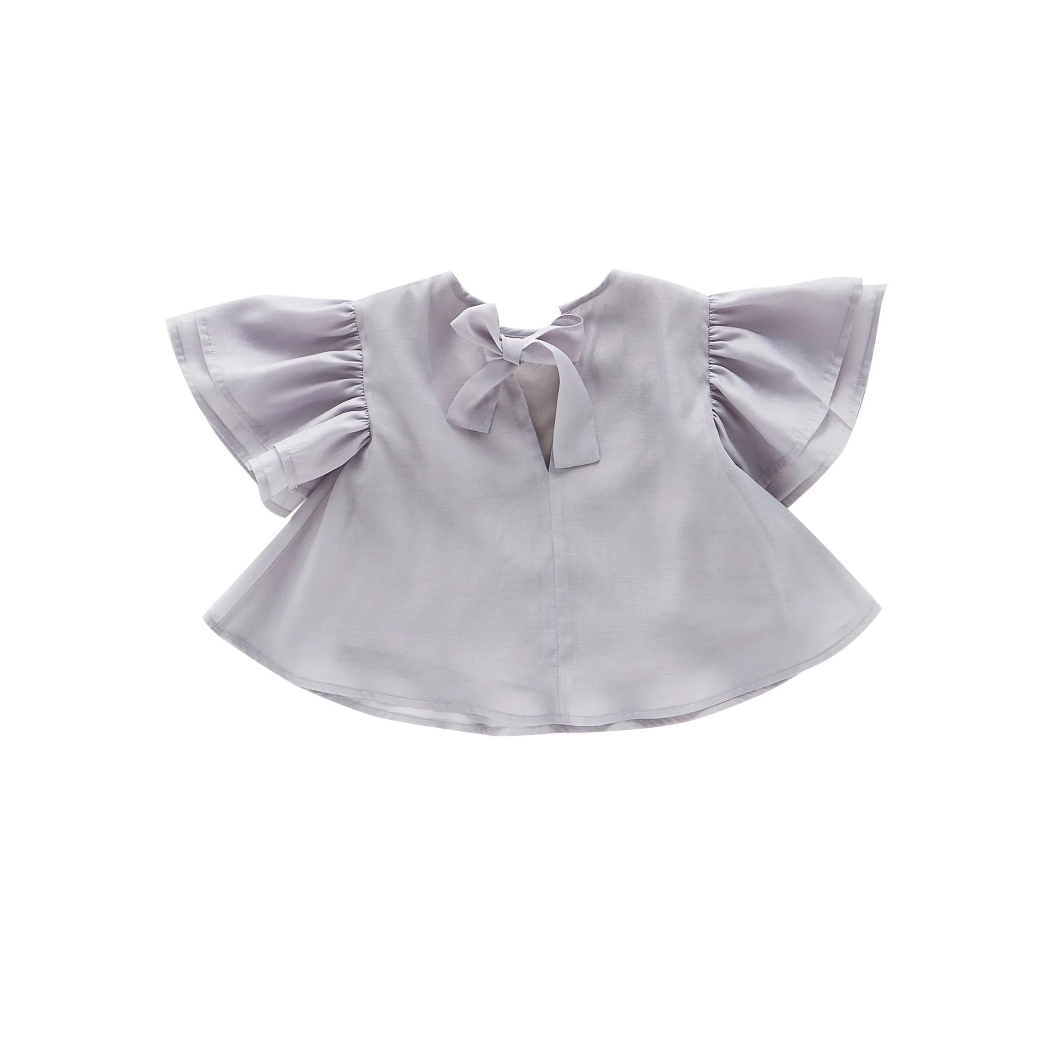 Girls Organza Layered Flared Top  | Grey