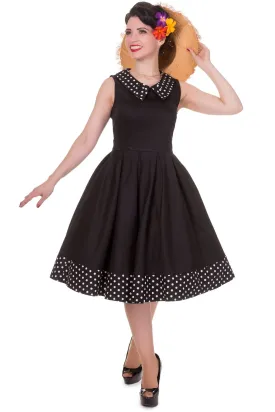 Hazel vintage Inspired Swing Dress in Black