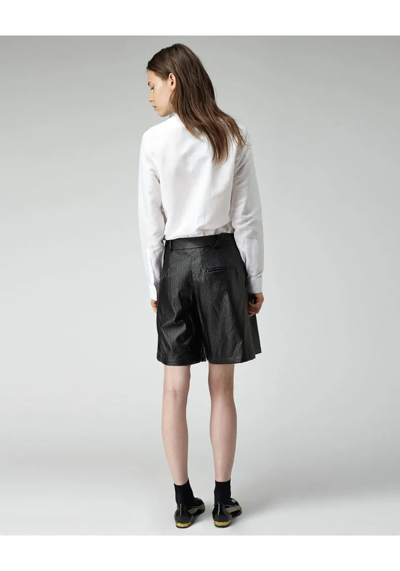 Herringbone Pleat Front Shorts