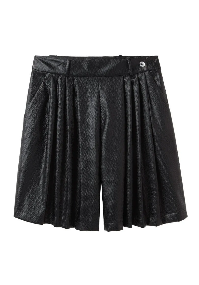 Herringbone Pleat Front Shorts