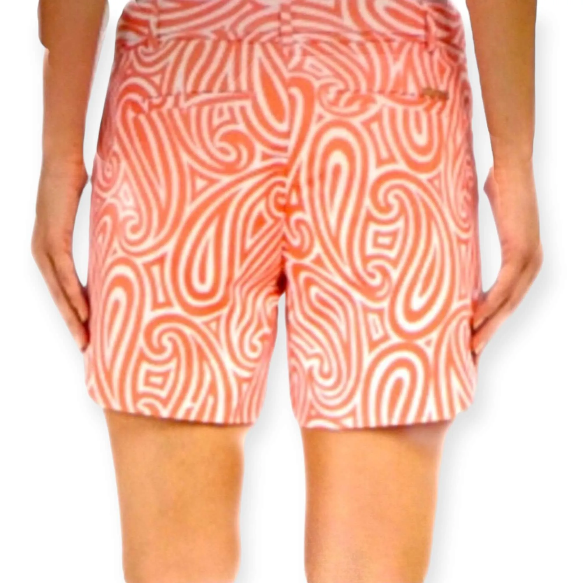 High Waisted Pink Abstract Chino Shorts