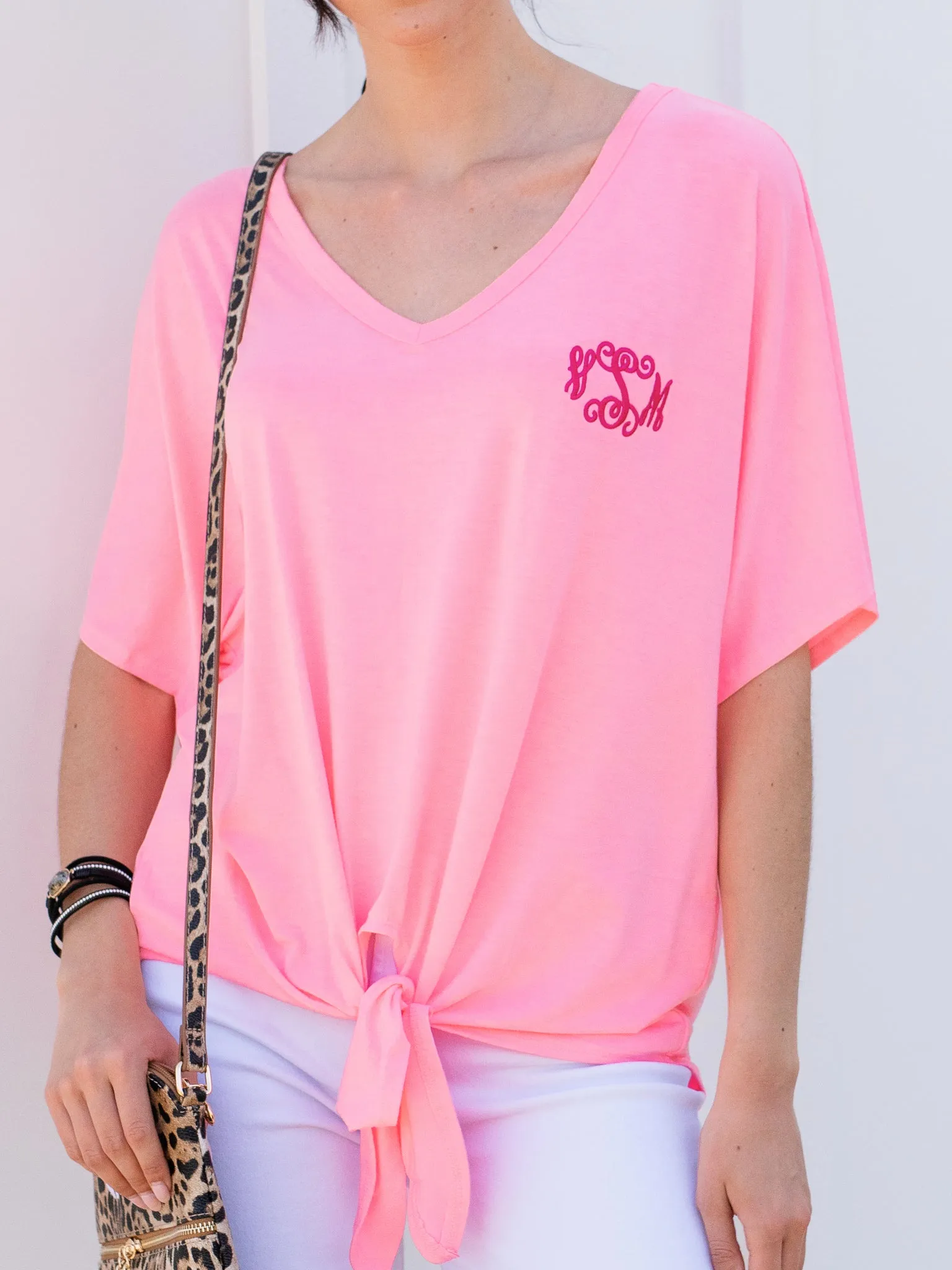 Hold Me Close Tie Front Top - Bright Pink